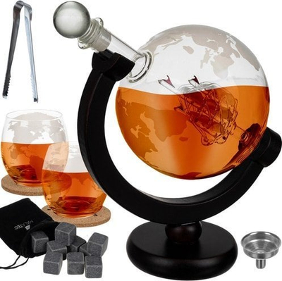 Set whiskey Malatec 22553, karafë glob, xham, transparent