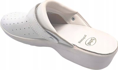 Klompa Scholl CLOG RACY, lëkurë, për gra, e bardhë