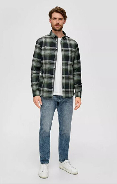 Këmishë për meshkuj S.Oliver Slim Fit, e gjelbër