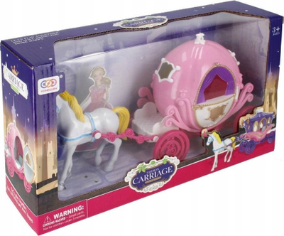 Set lodër karrocë princeshash MEGA CREATIVE 522964, me kalë, plastikë, rozë