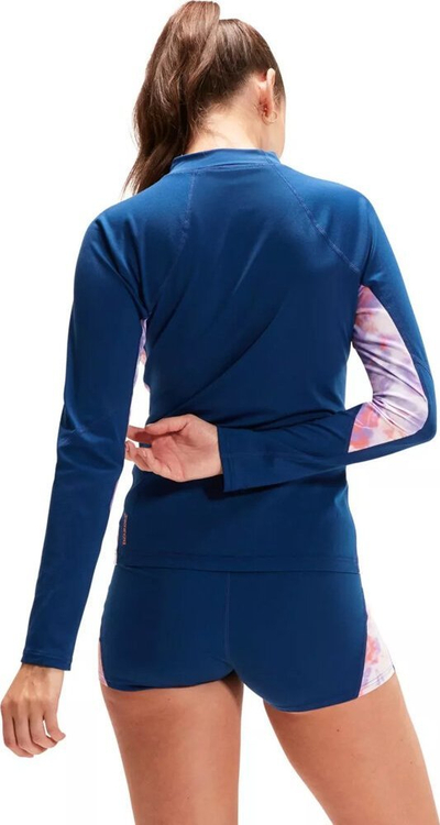 Shorce noti për goca Speedo me panele me print, ECO Endurance+, blu me korale