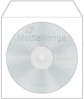 Zarfa mbrojtës MediaRange për CD/DVD, 50 copë, 124x124mm, të bardhë