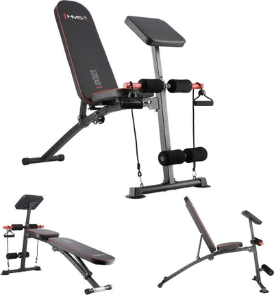 Stol multifunksional fitnes HMS L8021, kapasitet 150kg, i kuq e zi