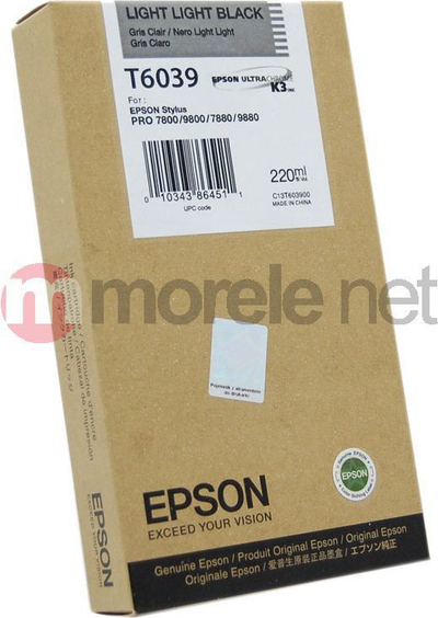 Boja Epson T6039, Light Light Black, 220ml, Stylus Pro 7800/9800/7880/9880