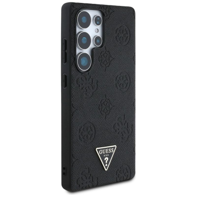Kapak telefoni Guess Grained Hot Stamp Peony, për Samsung Galaxy S25 Ultra, MagSafe, i zi