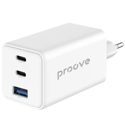 Karikues muri Proove Pocket, 65W, me 2×Type-C dhe USB, i bardhë