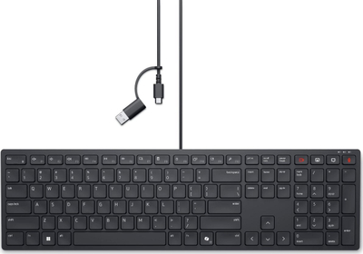 Tastierë Dell Collaboration Keyboard KB525C, me kabllo, USB C, layout estonez, e zezë