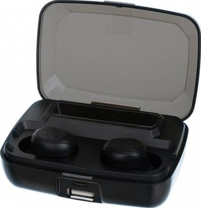 Kufje wireless in ear me powerbank, 6 orë përdorim, me kuti karikimi, të zeza