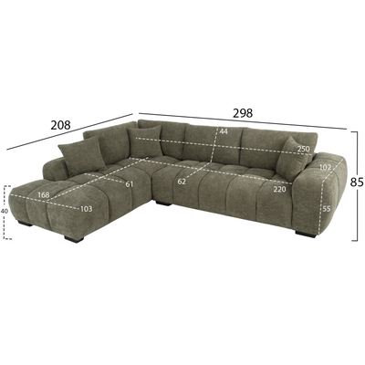 Këndi divan HM COVEN HM3266.04L, formë L anë e majtë, 298x208 cm, material tekstil, jeshil