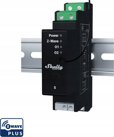 Модул за завеси Shelly Wave Pro Shutter Z-Wave, мерење енергија, монтирање на DIN шини, бел