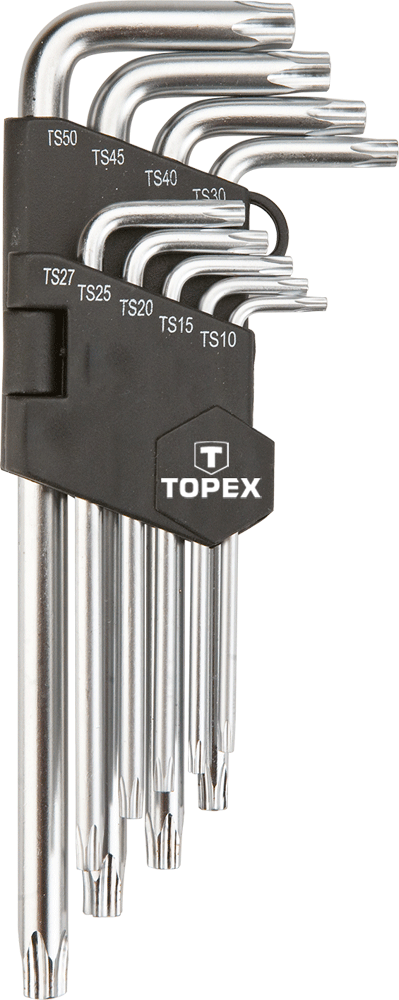 Set çelësa pesëkëndorë të gjatë Topex TS10 TS50, 9 copë, metalik