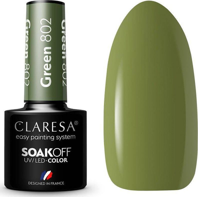 Llak hibrid për thonj Claresa Soak Off, UV / LED, Green 802, 5g