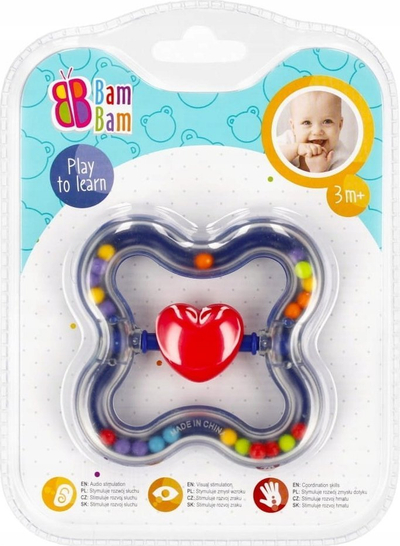 Lodër zile për bebe Bam Bam Heart 492804, plastike, shumëngjyrëshe