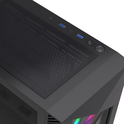 Kutia PC Gembird Fornax 900 ARGB, MIDI Tower ATX, 4 ventilatorë ARGB, e zezë