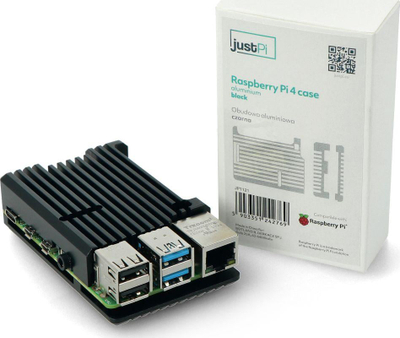 Kuti alumini JustPi LT-4B03 për Raspberry Pi 4B, ftohje pasive, e zezë