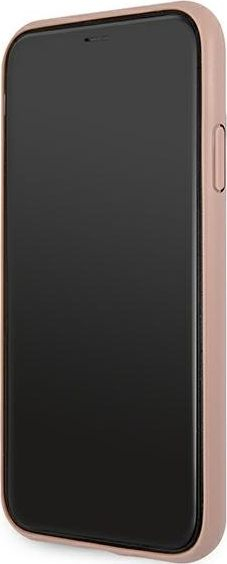 Kllëf telefoni Guess 4G Metal Logo për iPhone 11, rose gold, rozë