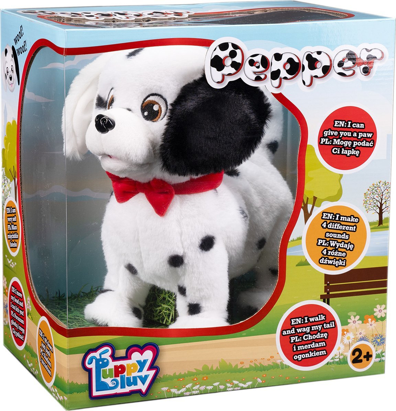 Lodër interaktive pellushi TM Puppy Luv Dalmatian Pepper, qenush reagues, me tinguj, shumëngjyrëshe