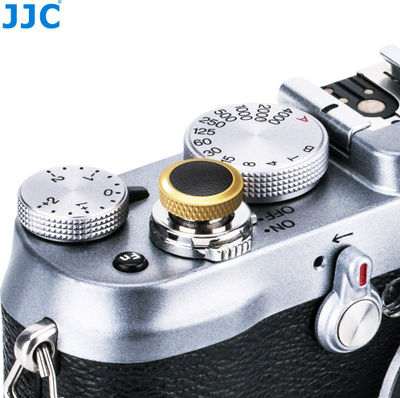 Buton shkrepësi JJC për kamera Fuji dhe Sony, kapak Soft Release, i zi mbi ari