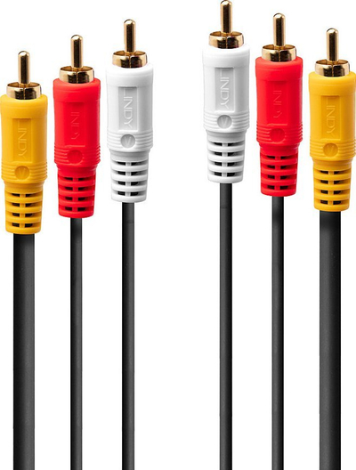 Kabllo audio video Lindy Premium AV, 2m, 3xRCA në 3xRCA, e zezë