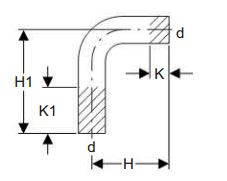 Kënd 90° Geberit Mapress, C-çelik, Ø22 mm, ngjyrë argjendtë