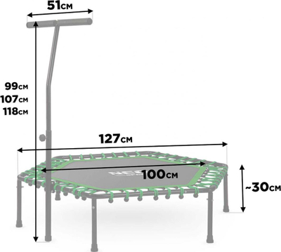 Trampolinë Neo-Sport Fitness 4FT, 127 cm, e zezë/gjelbër