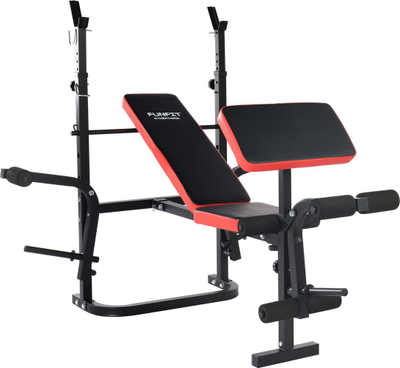 Stol ushtrimesh FUNFIT Preacher Curl, i rregullueshëm, palos, ngjyrë zi me të kuqe