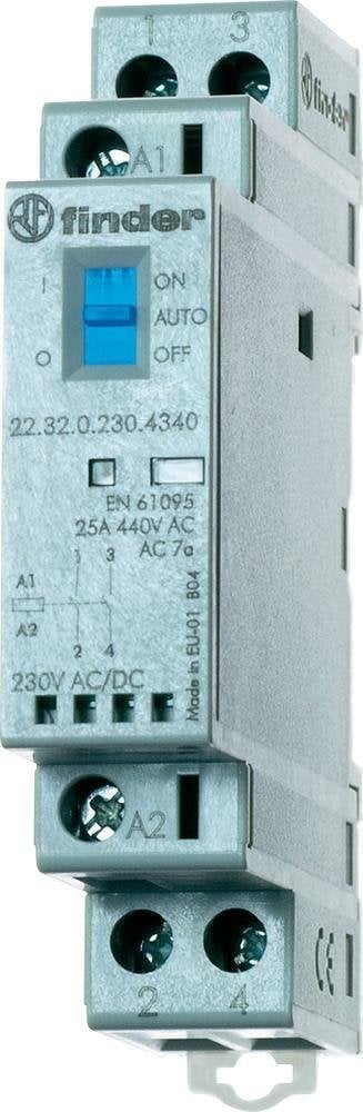 Kontaktor modular Finder 22.32.0.230.4540, 25A, 230V AC/DC, me LED