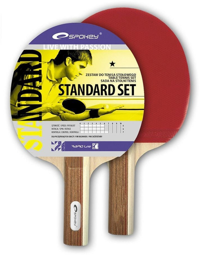 Set ping pongu Spokey Standard 81813, 2 raketa, 3 topa, shumëngjyrësh