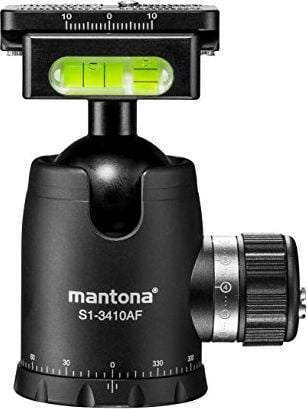 Kokë tripodi Mantona Fortress 34 Ball Head, mban deri 10 kg, alumini, e zezë