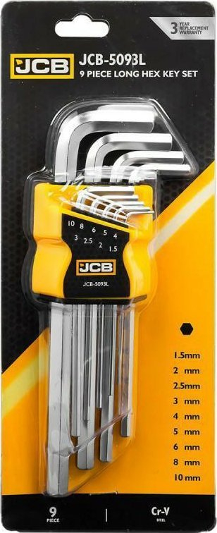 Set çelesa imbus JCB JCB-5093L, 9 copë, 1.5-10mm, i zi