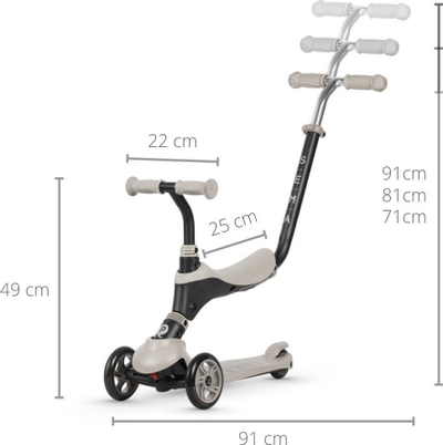 Trotinet 3 në 1 Qplay Sema, 3 rrota, deri 50 kg, bezhë