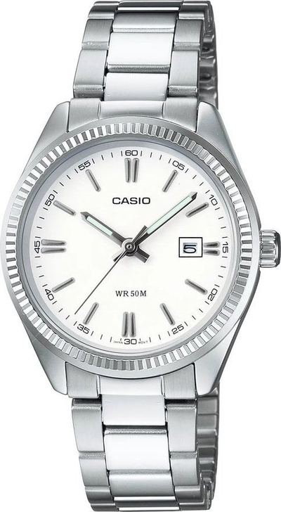 Orë dore Casio LTP-1302PD-7A1VEG, analoge, për goca, argjendi