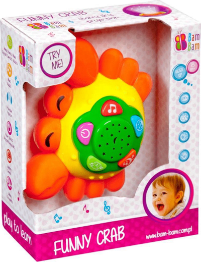 Lodër interaktive BamBam Funny Crab, me drita dhe tinguj, për fëmijë 18+, shumëngjyrëshe
