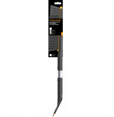 Furçë makine me skrep Fiskars Plus, dorezë e shkurtër, 2 në 1, e zezë