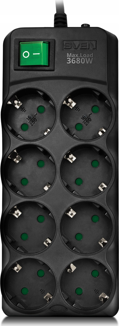 Prizë shumëfishe SVEN Surge Protector 8, 3m, e zezë
