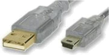 Kabllo USB PremiumCord USB-A - miniUSB, 3m, transparente