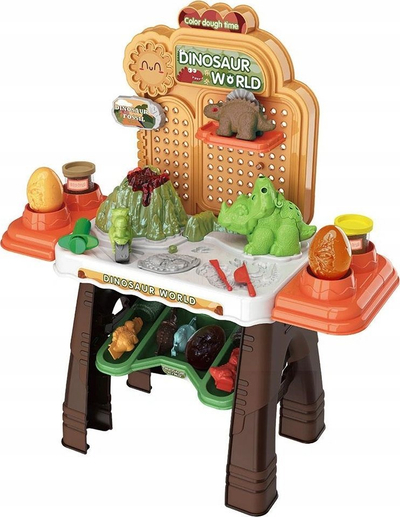 Tavolinë edukative Baby Mix Large, set me kallëpe dinosaurësh, brumë loje, shumëngjyrëshe