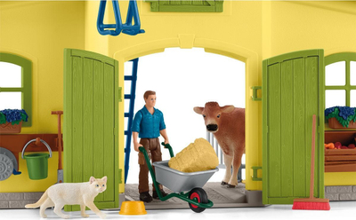 Set lodër ferme Schleich Farm World, 92 copa, hambar modular, shumëngjyrësh