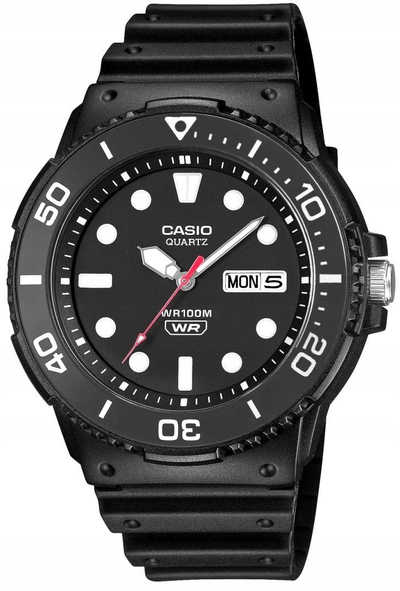Ora dore Casio Standard MRW230H-1E1, analoge, rezistente 100m, e zezë