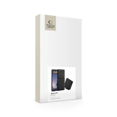 Këllëf-portofol Tech-Protect Wallet për Galaxy Z Flip 7, lëkurë eko, i zi