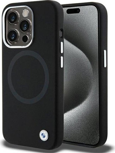 Mbrojtëse telefoni BMW Signature Liquid Silicone për iPhone 15 Pro Max 6.7\", e zezë