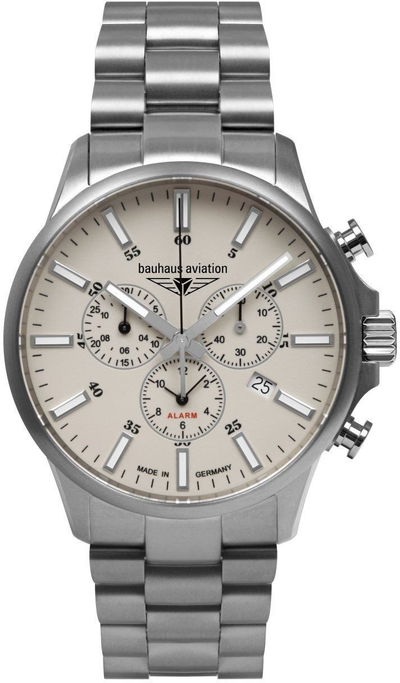 Рачен часовник Bauhaus 2880M5 Aviation, хронограф кварц, титан, 42mm, сив
