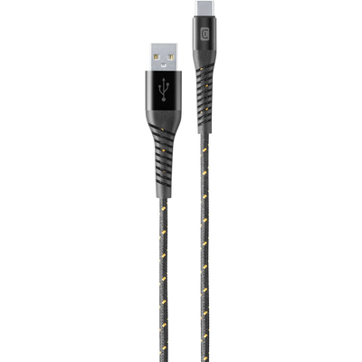 Kabllo Cellularline Tetraforce TETRACABTYC1MK, USB-A/Type-C, 1..2m, e zezë