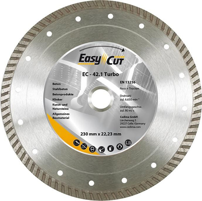 Disk prerës me diamant Cedima EC-21.2, 125mm, për beton edhe gur, ngjyrë argjendtë