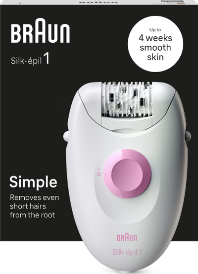 Depilator Braun Silk-épil 1 1-000, me kabllo, bardh e roz