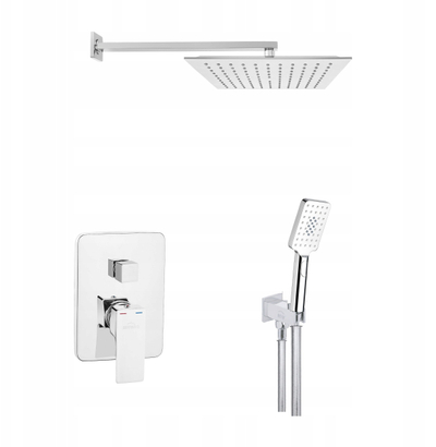 Set dushi i fshehur Invena Nyks Chrome Square, kokë katrore, 2 funksione, krom