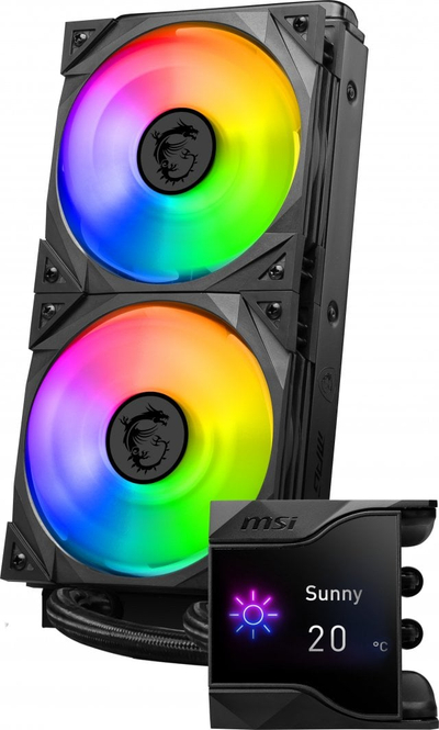 Ftohës me ujë MSI MPG CoreLiquid D240, 2500rpm, 39.9 dBa, 77CFM, ARGB, 240mm, i zi