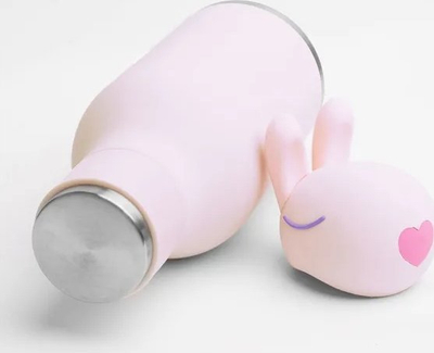 Shishe uji Bestie Bottle Pink Bunny, 16oz, çelik inox i izoluar, rozë