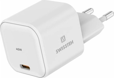 Karikues muri Swissten GaN Power Adapter 45W, USB C, i bardhë