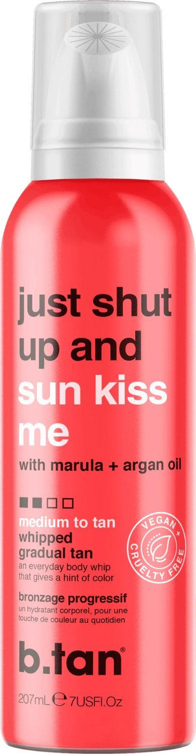 Locion trupi B.tan Just Shut up and Sun Kiss Me, gradual tan, me vaj marula dhe argani, 207ml